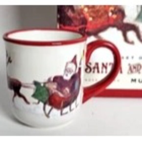 Williams Sonoma Santa Reindeer Christmas Mugs Set of 4 Holiday Coffee Cups- New - Picture 2 of 10